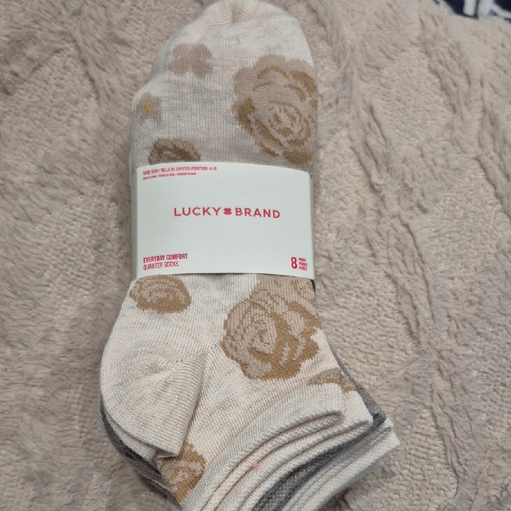 Lucky Brand Floral Cream and Tan Men's Socks